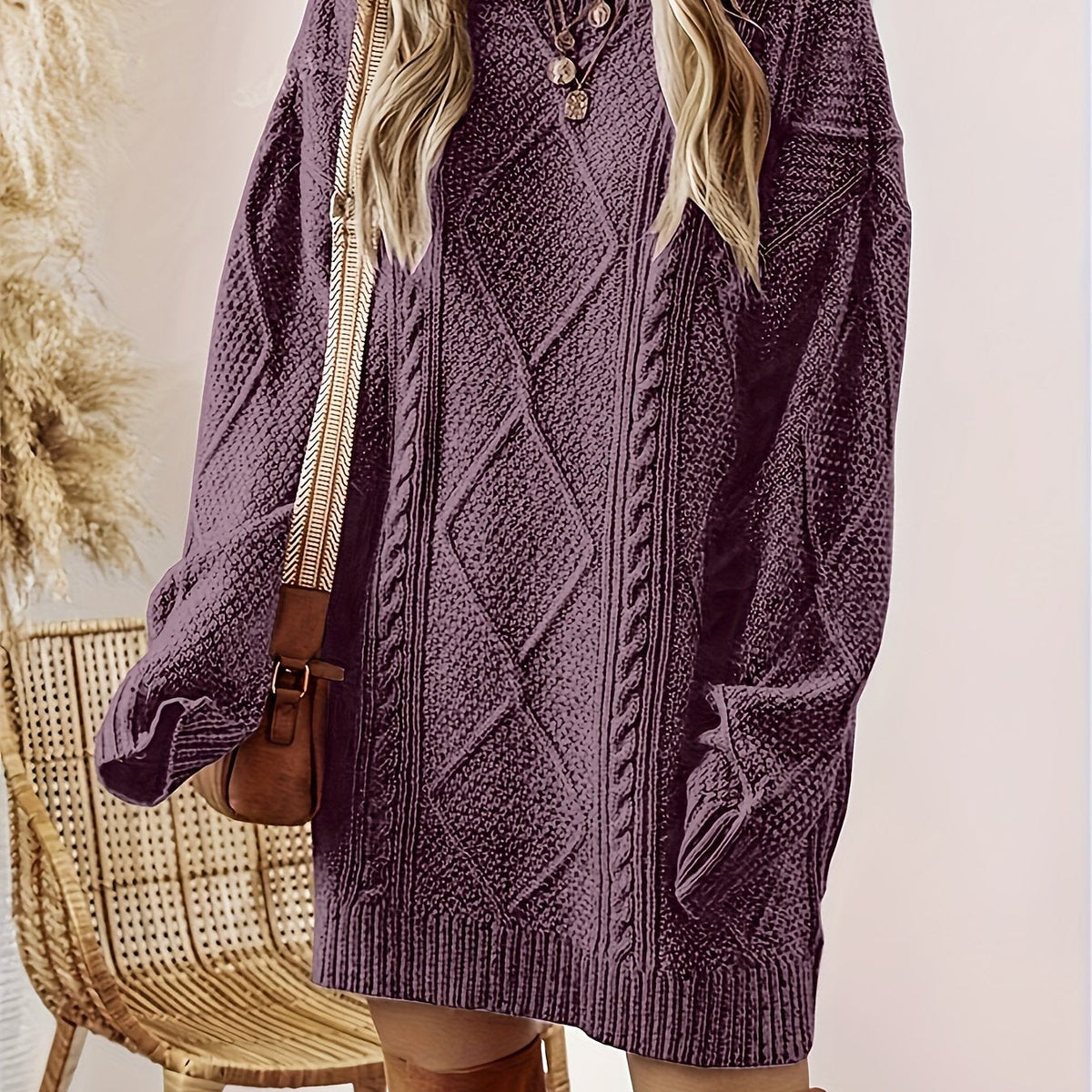 Maribel | Women's Cable-Knit Long-Sleeve Jumper Dress