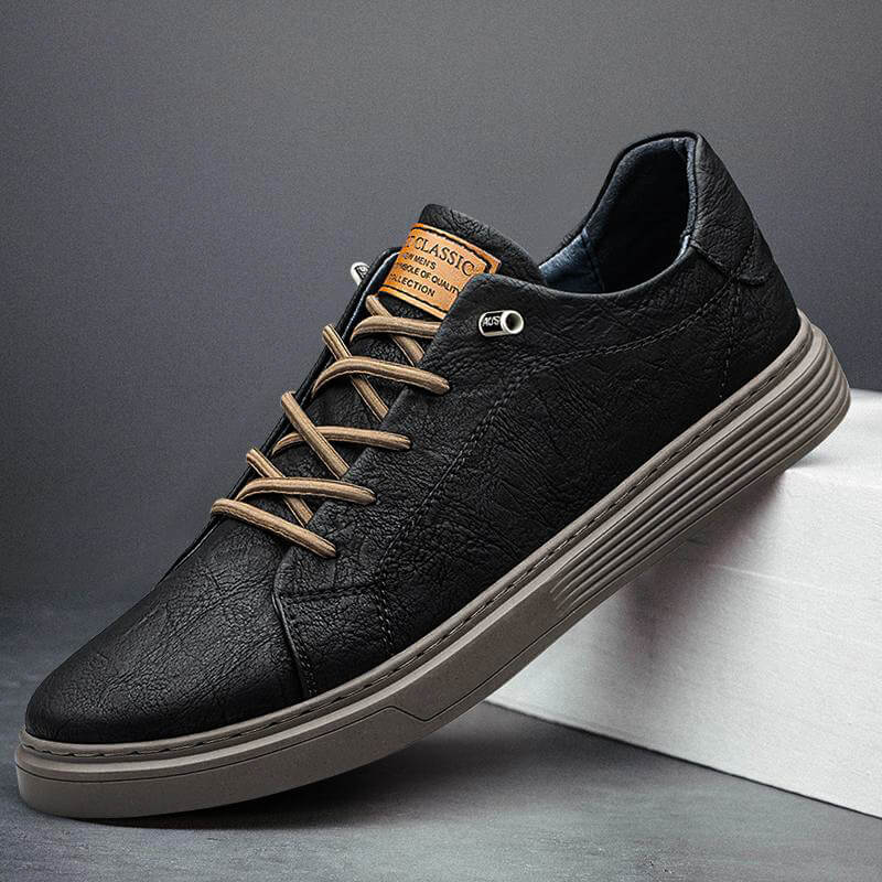 Lennox | Men's Low-Top Casual Trainers with Textured Finish and Contrast Laces