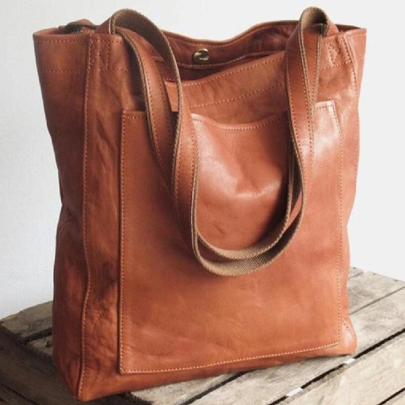 Classic Leather Tote Women Premium Leather Suede Lining Spacious Interior