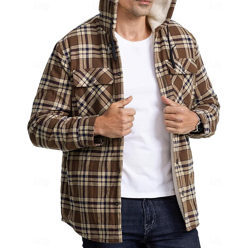 Bastian | Men's Hooded Checked Shirt Jacket