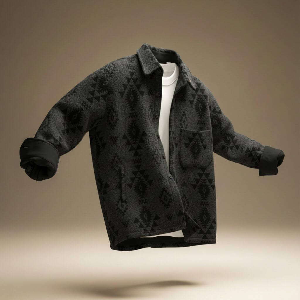 Oswald | Men's Aztec Print Shacket with Button Front and Chest Pocket
