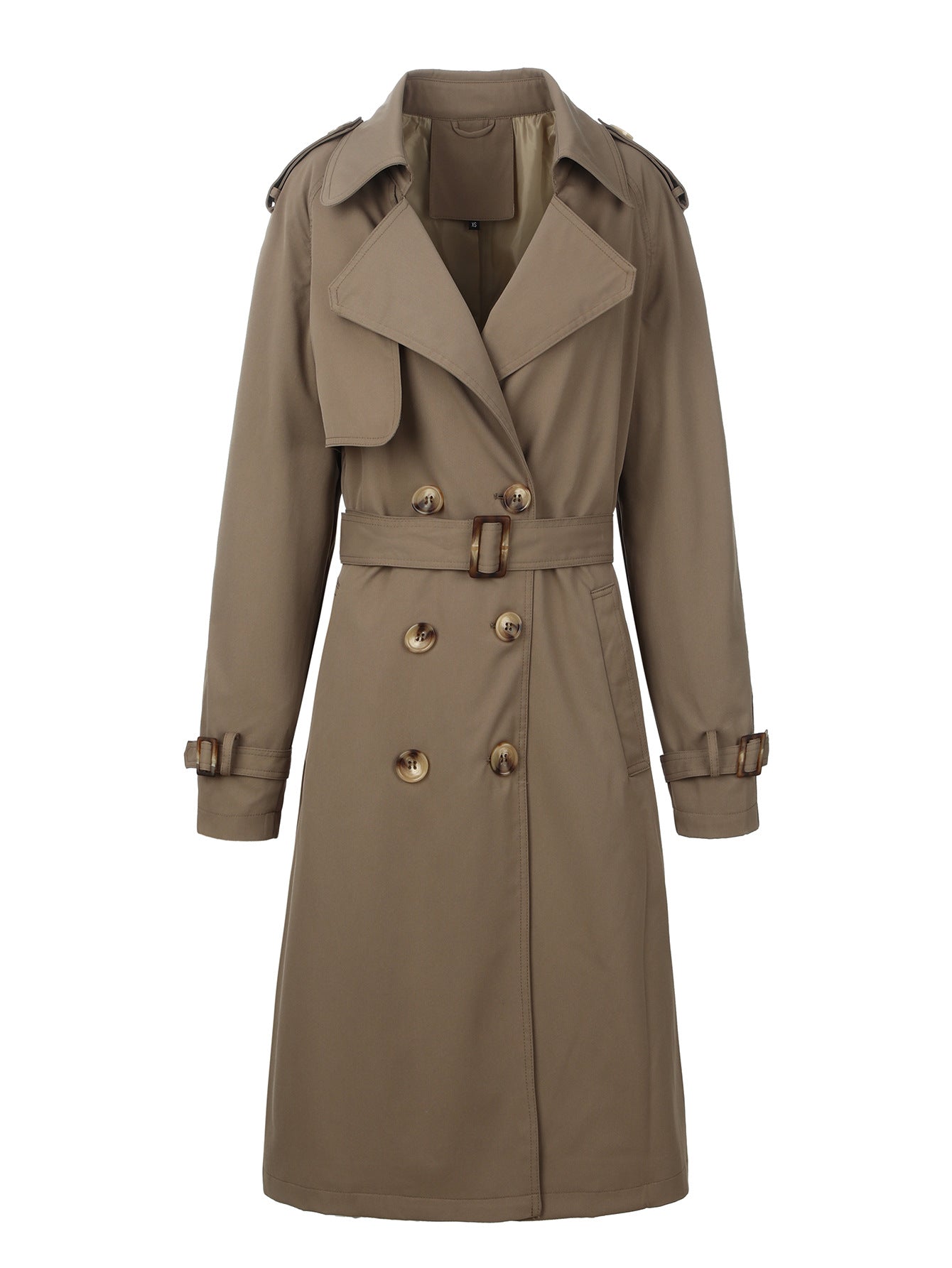 Women's Trench Coat Double Breasted Belted Structured