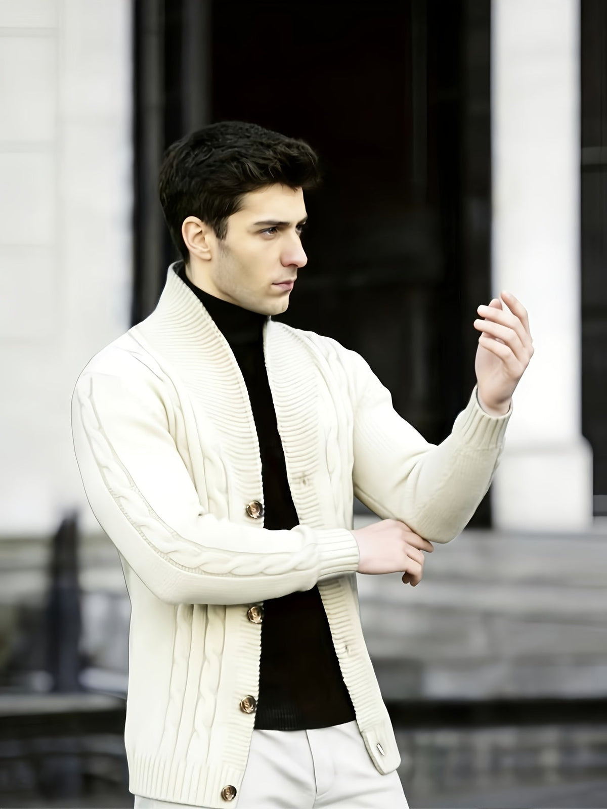 Benedict | Men's Cable-Knit Button-Front Cardigan