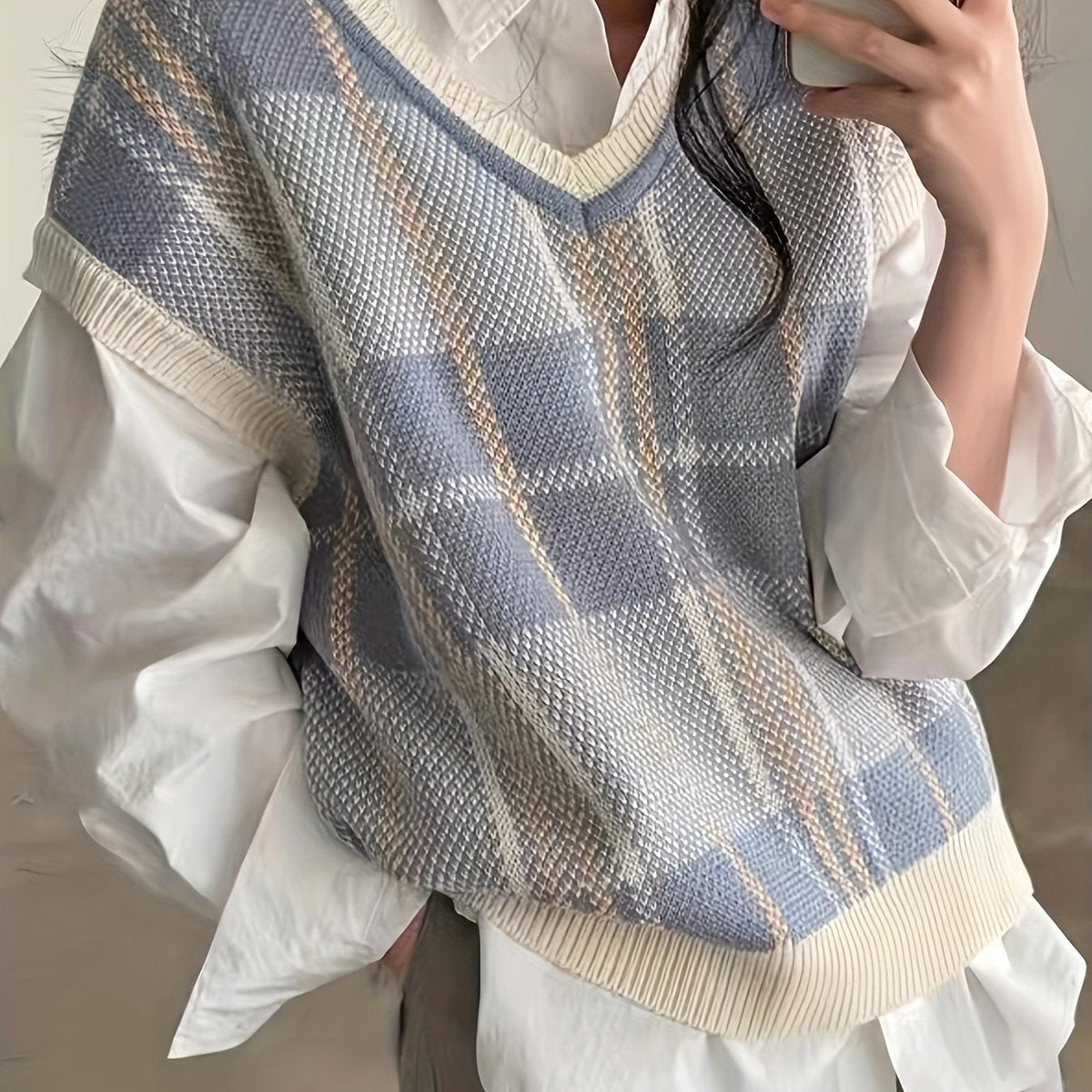 Violet | Women's Argyle V-Neck Sweater Vest