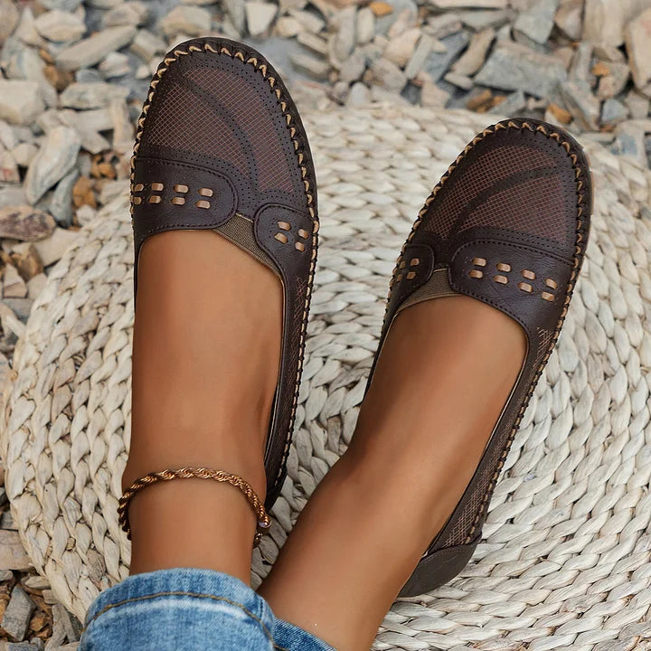 Women's Shoe Suede Slip On Flat Cushioned Footbed