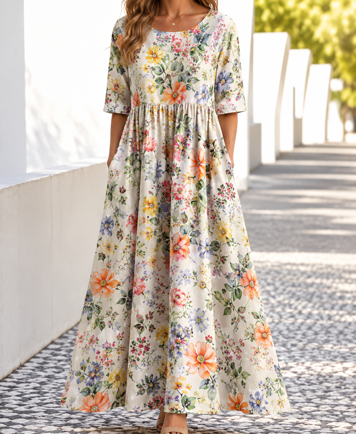 Ophelia | Women's Printed Floral Midi Dress