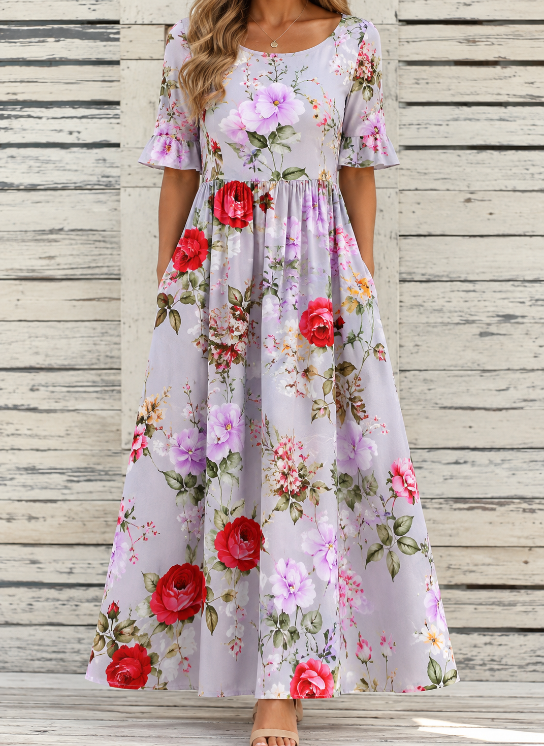 Ophelia | Women's Printed Floral Midi Dress