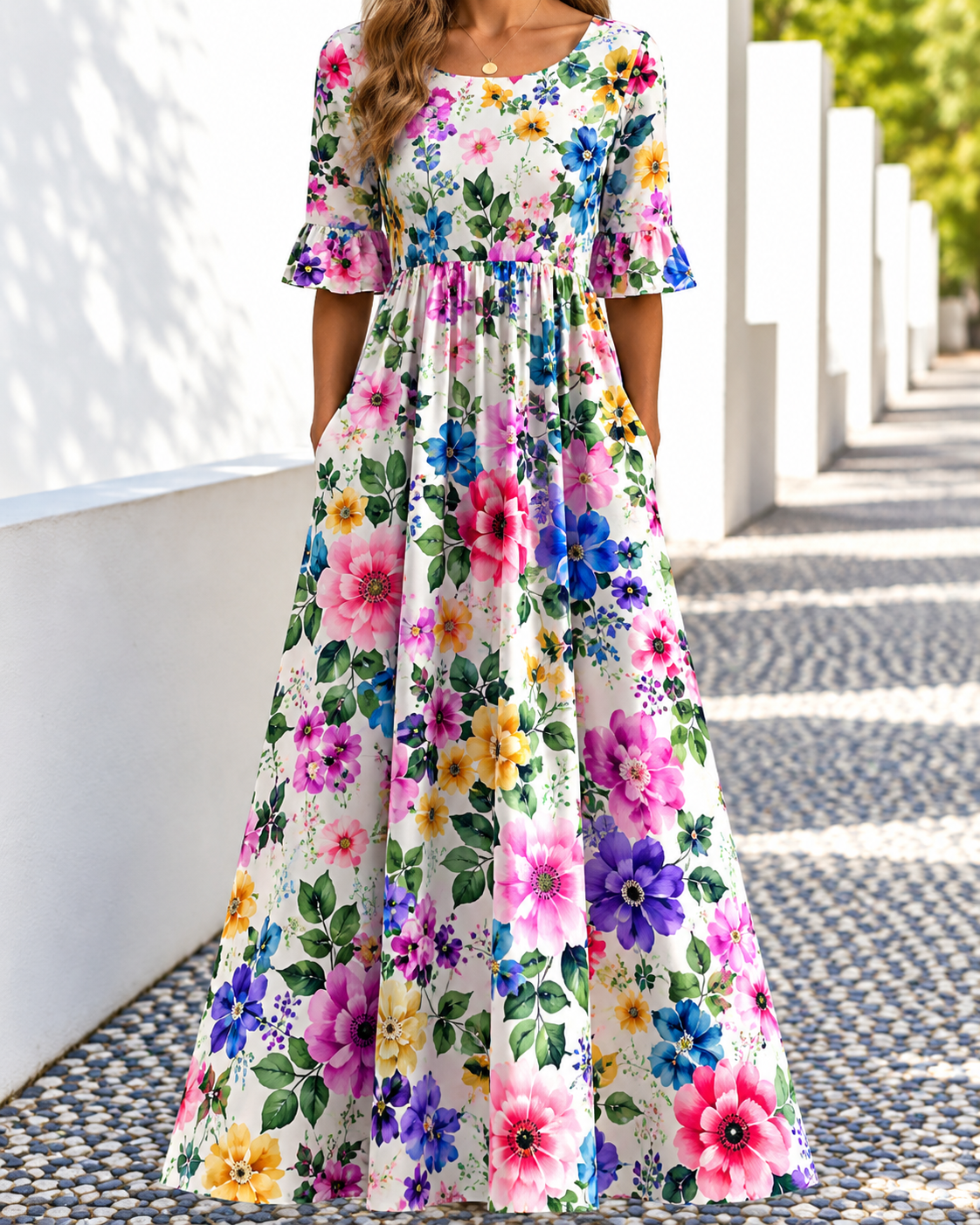 Ophelia | Women's Printed Floral Midi Dress