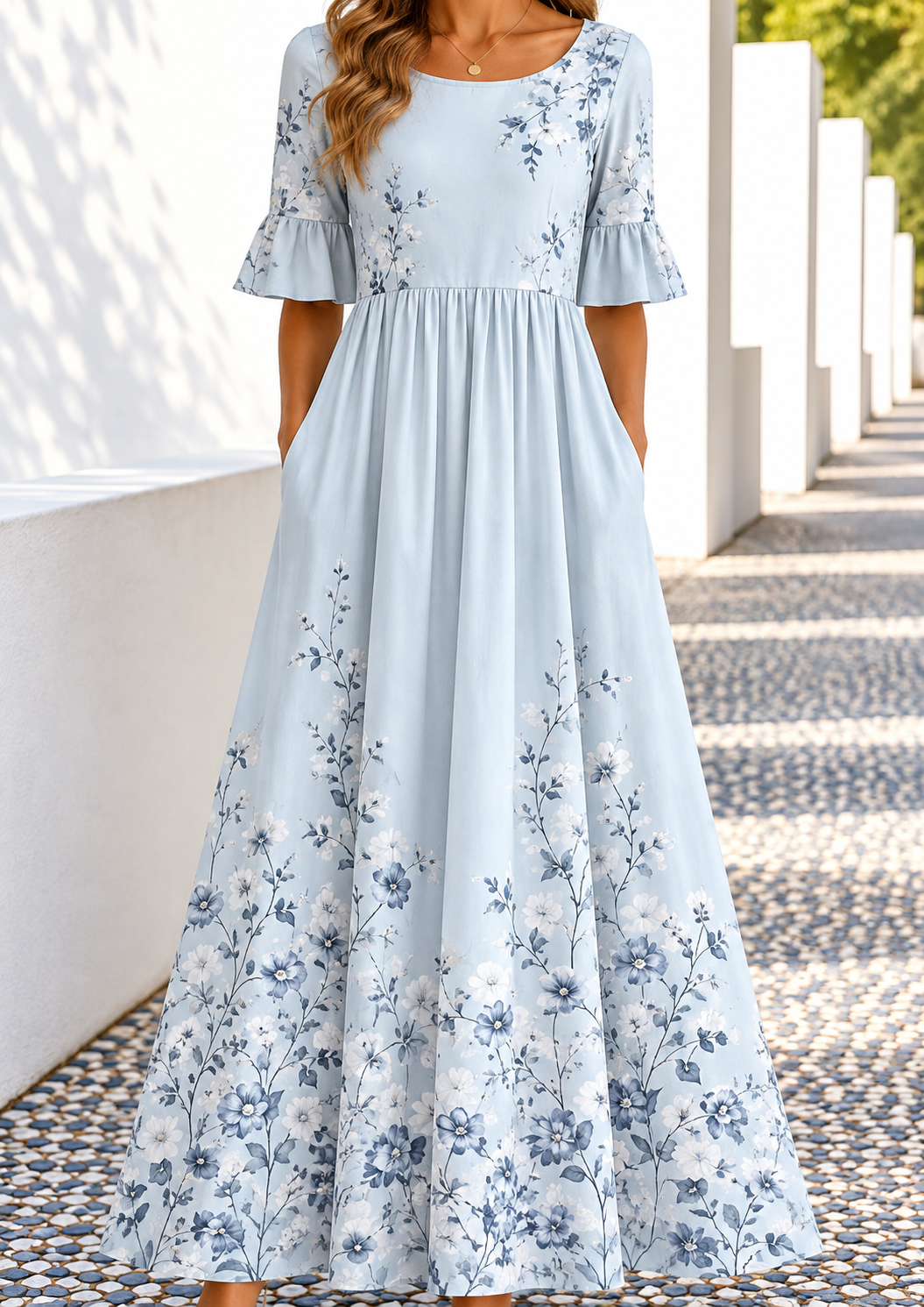 Ophelia | Women's Printed Floral Midi Dress