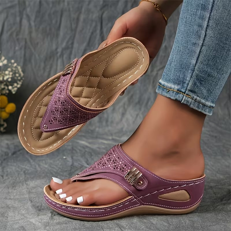 Arch Support Wedge Sandals Women Cushioned Sole Slip On Posture Enhancing