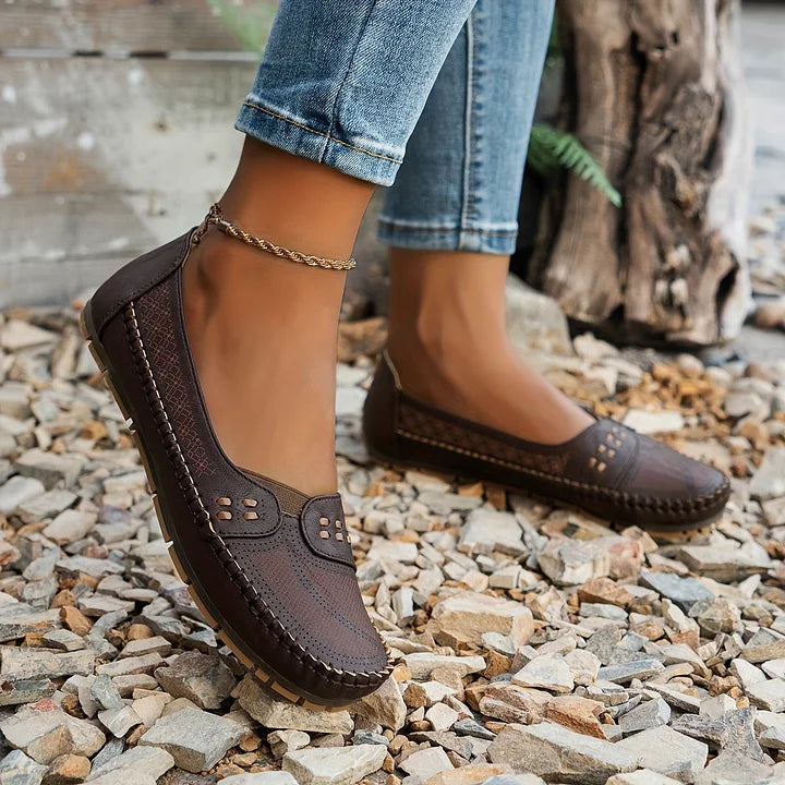 Women's Shoe Suede Slip On Flat Cushioned Footbed