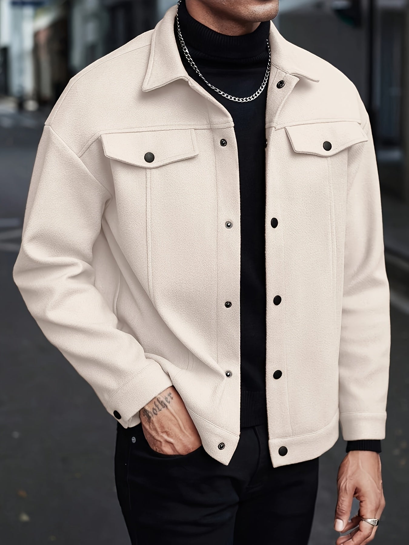 Men's Button Front Jacket Lapel Collar Regular Fit