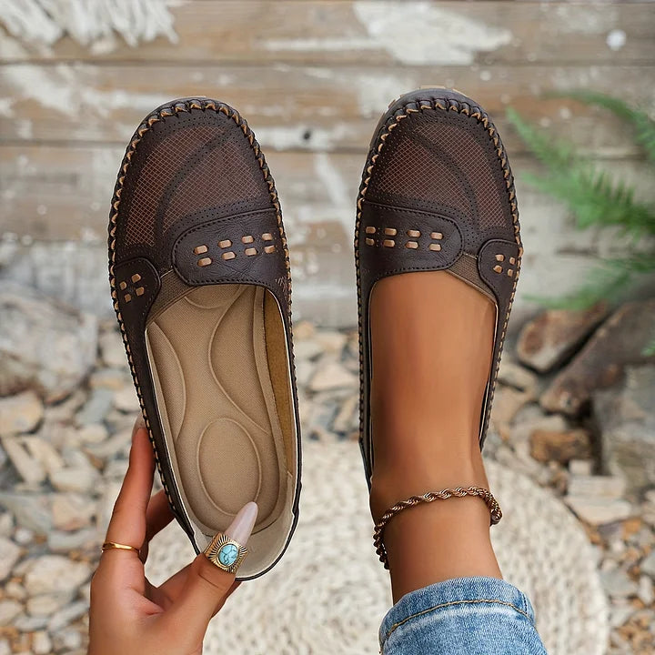 Women's Shoe Suede Slip On Flat Cushioned Footbed