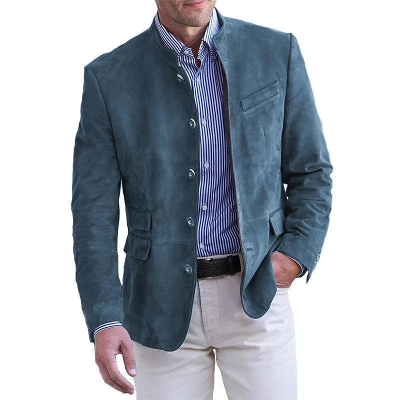 Men's Blazer Mandarin Collar Single Breasted Smart Casual