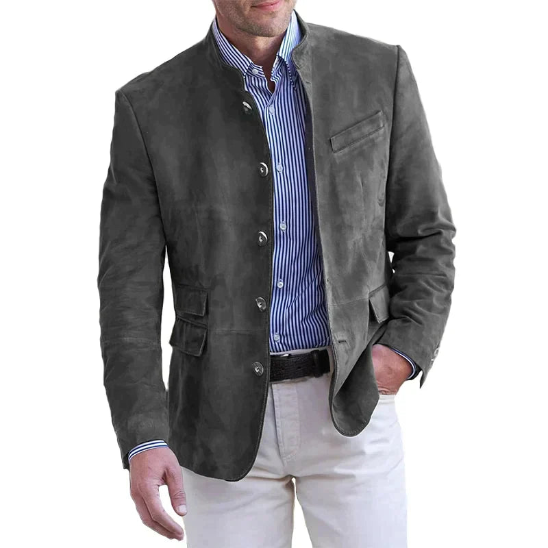 Men's Blazer Mandarin Collar Single Breasted Smart Casual