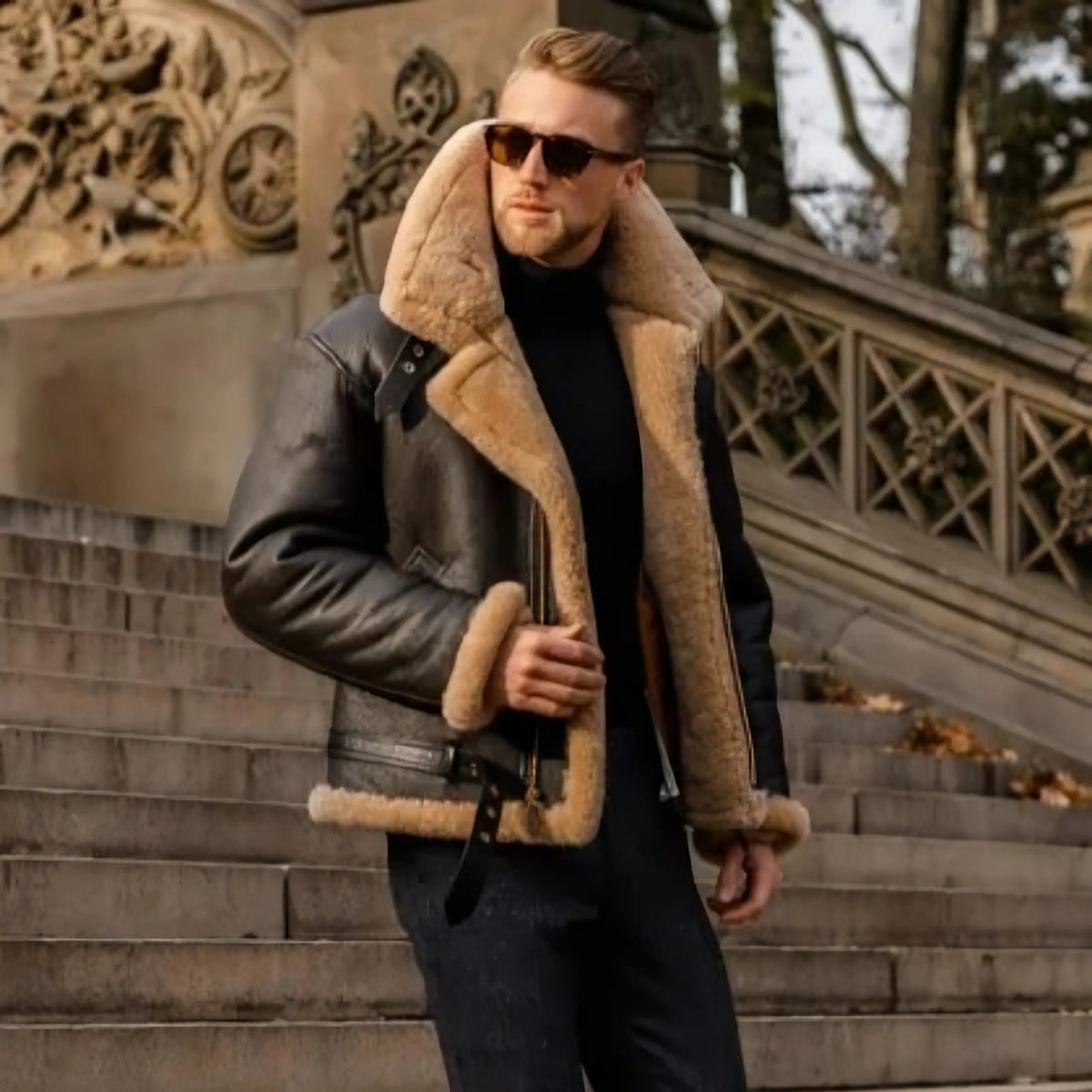 Edgar | Men's Classic Shearling-Style Aviator Jacket