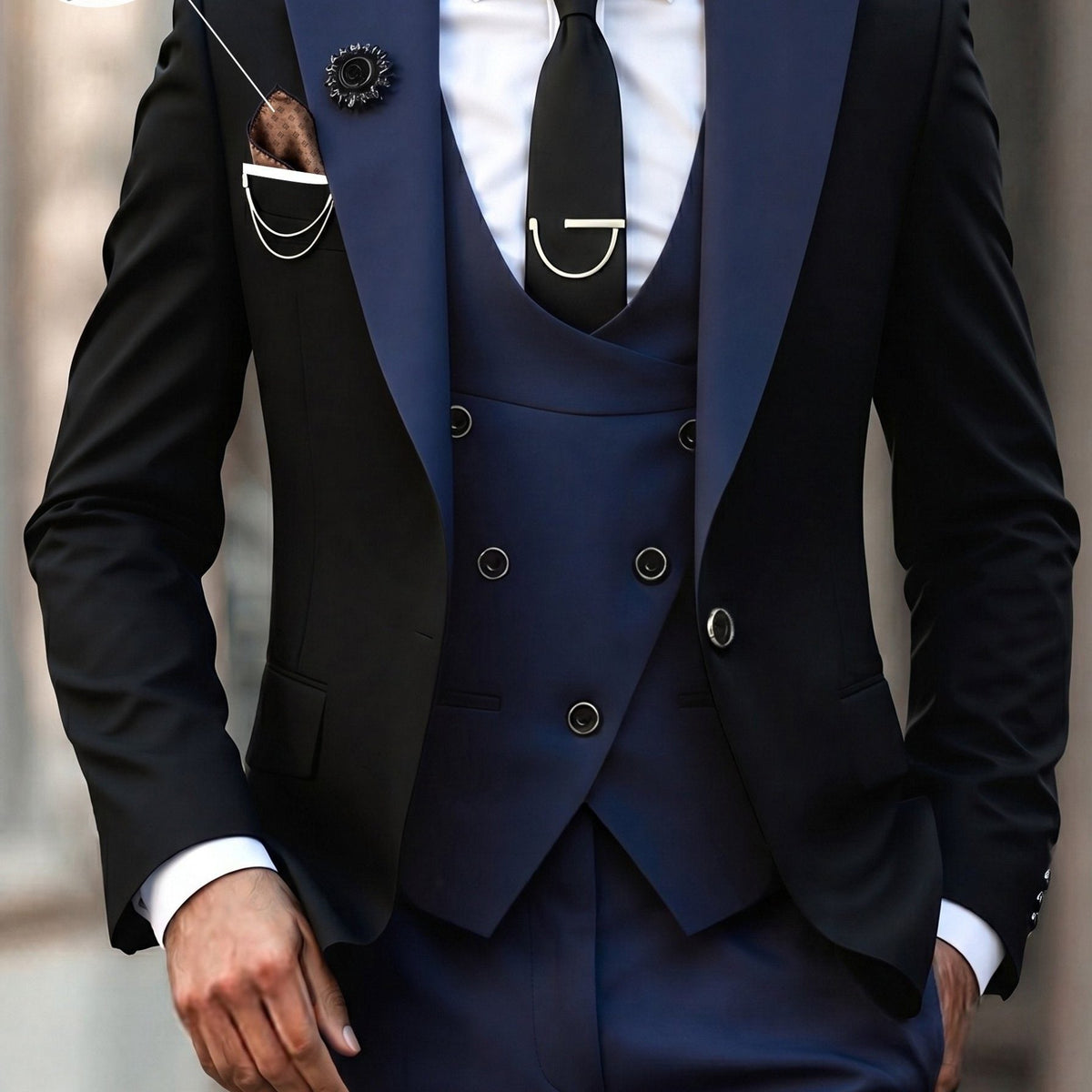 Alexander | Men's Three-Piece Peak-Lapel Suit
