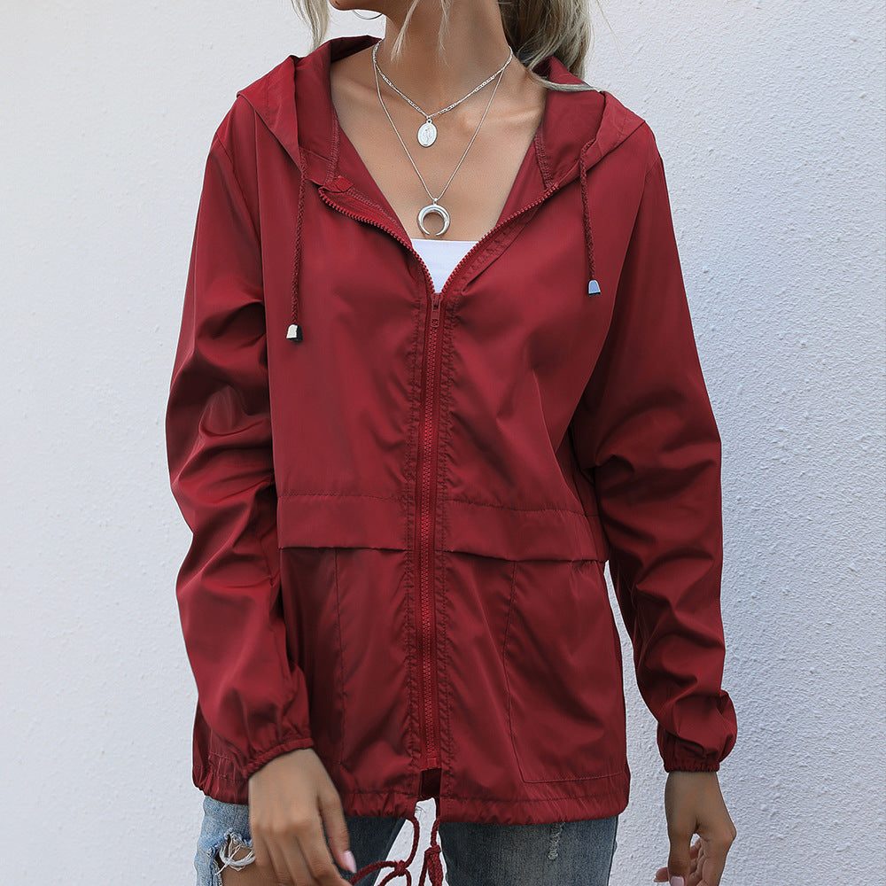 Esme | Women's Hooded Raincoat with Drawstring Pockets