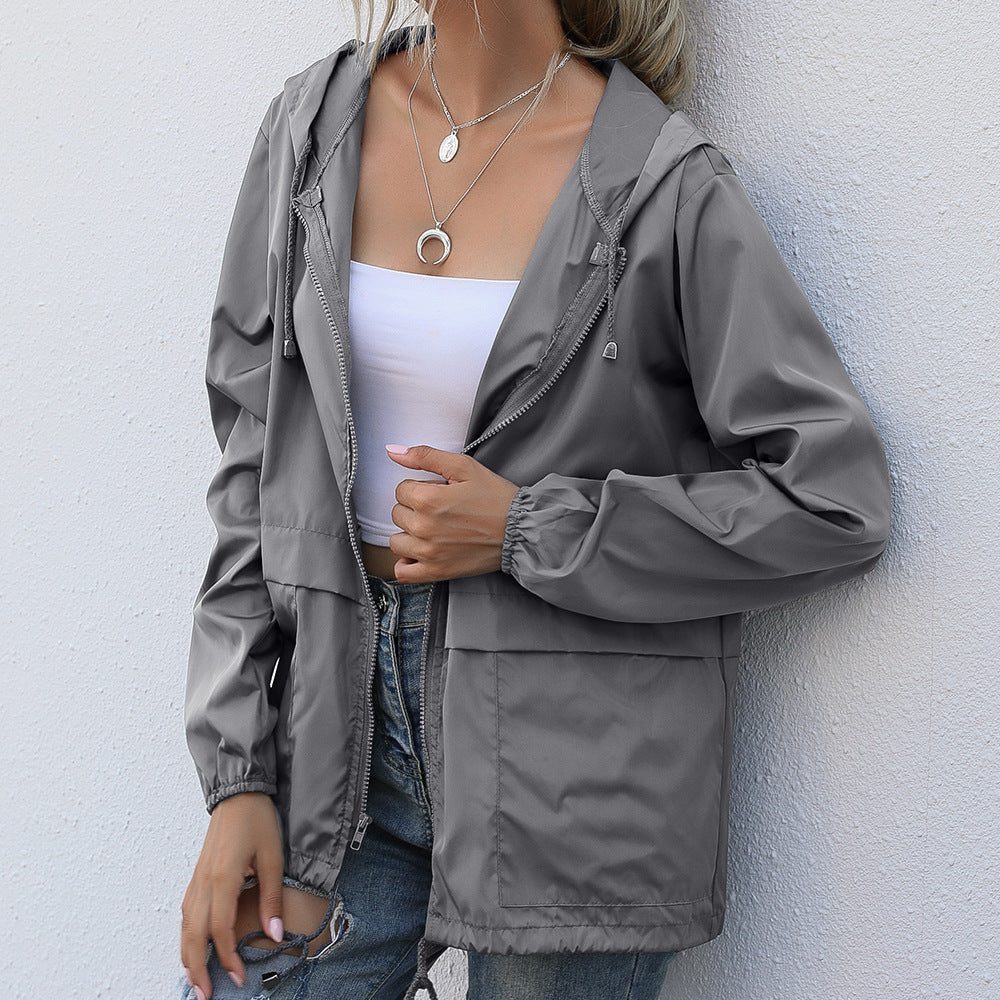 Esme | Women's Hooded Raincoat with Drawstring Pockets