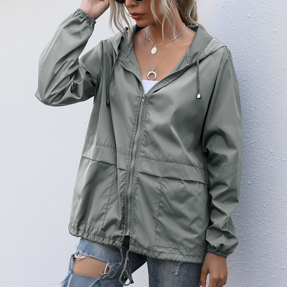 Esme | Women's Hooded Raincoat with Drawstring Pockets