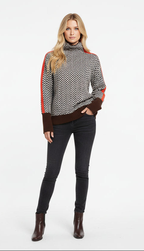 Aura / Women’s High-Neck Striped Pullover