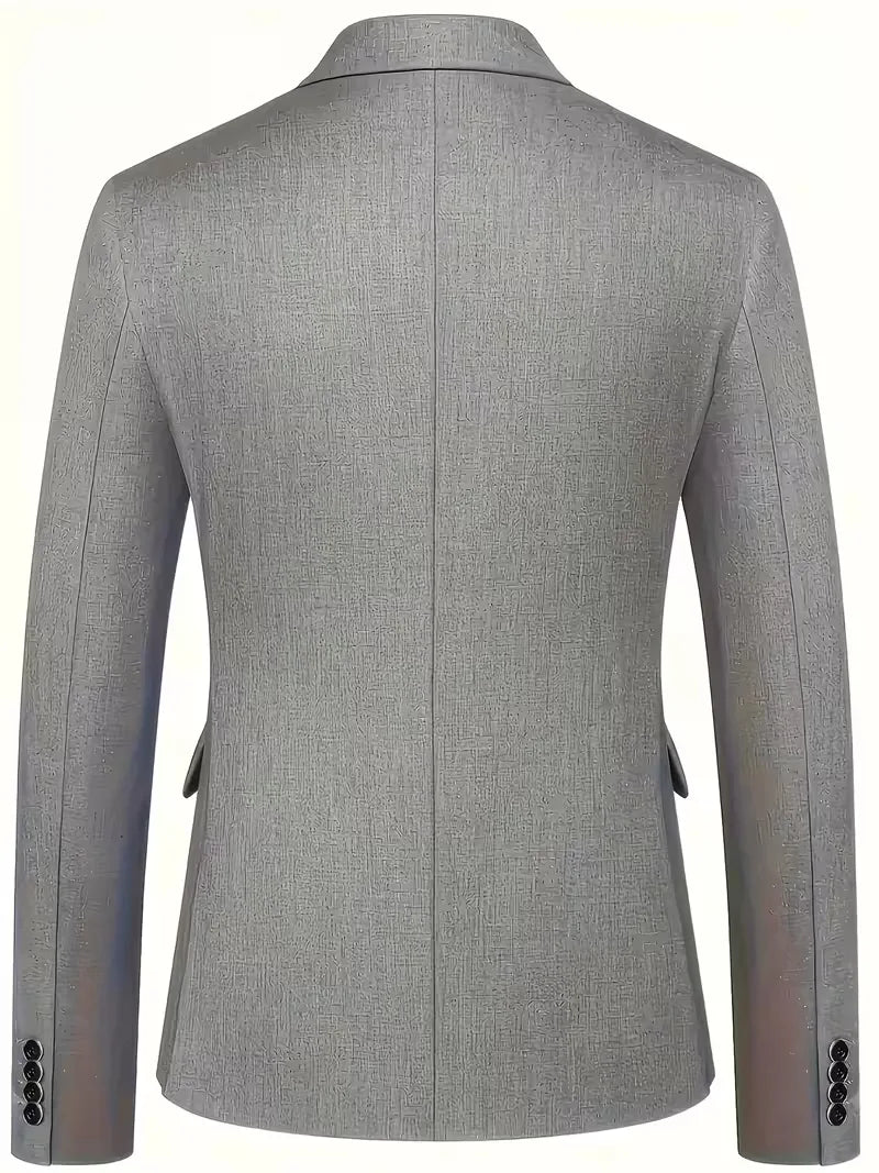 Men's Three Piece Suit Woven Fabric Peak Lapel Double Breasted Waistcoat