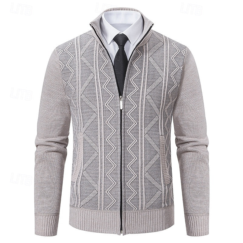 Lucian | Men's Textured Stand-Collar Zip Cardigan