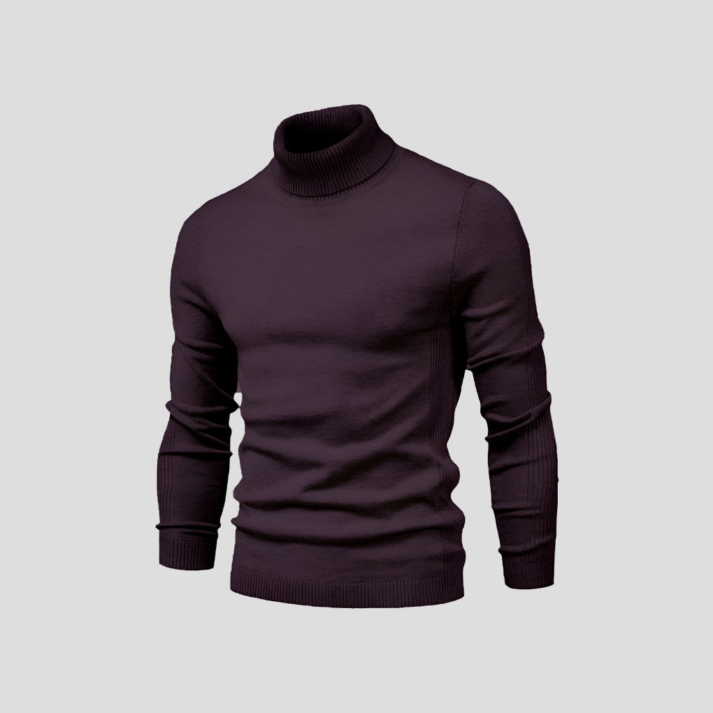 Men's Cotton Turtleneck Jumper, Fitted Ribbed Cuff Roll Neck