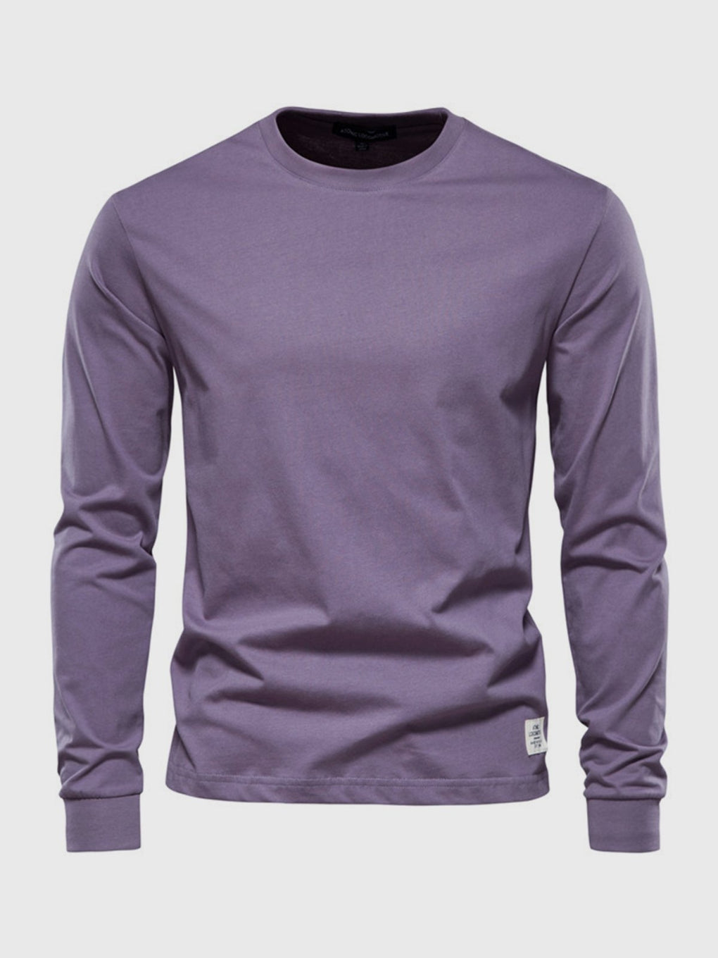 Men's Cotton Crew Neck Long Sleeve Top, Comfortable Fit Layering Basic