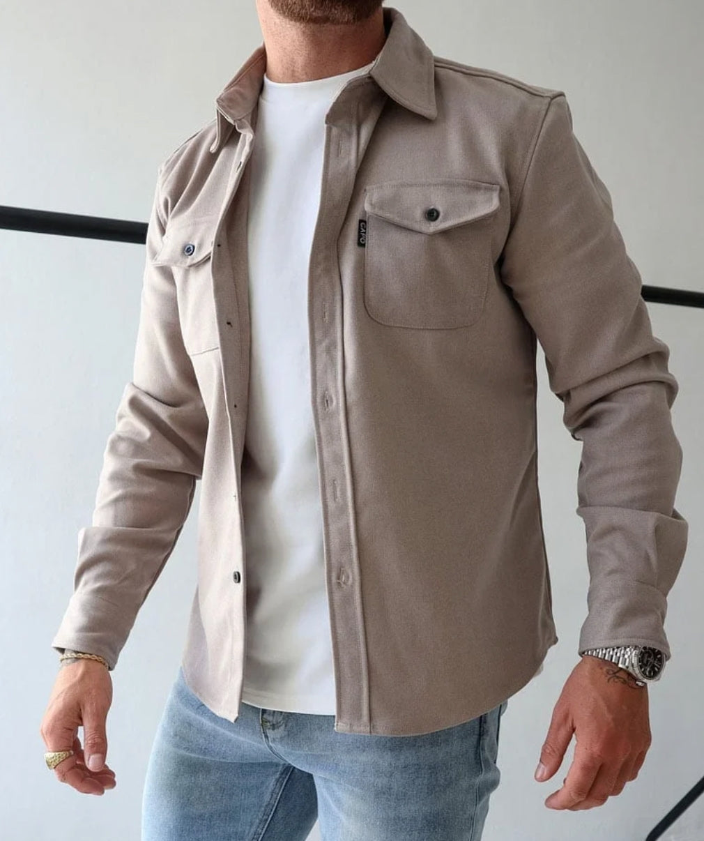 Men's Polo with Flap Chest Pockets and Button Cuffs