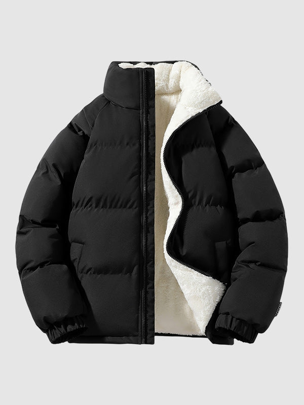 Men's Waterproof Padded Puffer Jacket, Fleece Lined Winter Coat with Borg Collar