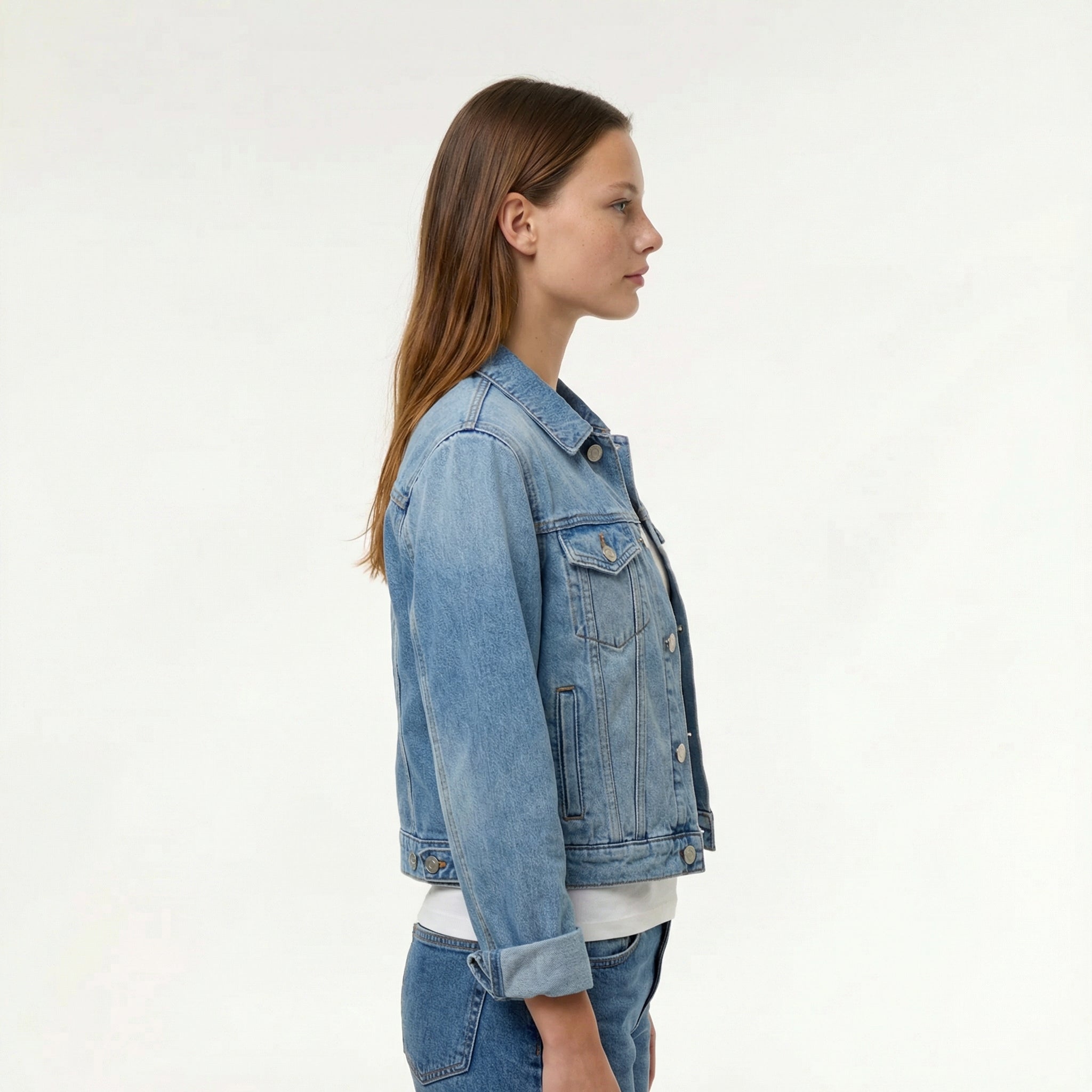 Camille / Womenâs Cotton Denim Blend Jacket with Button Front