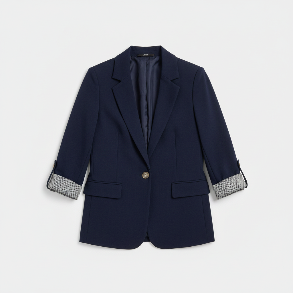Tailored Blazer with Rolled Sleeve Detail