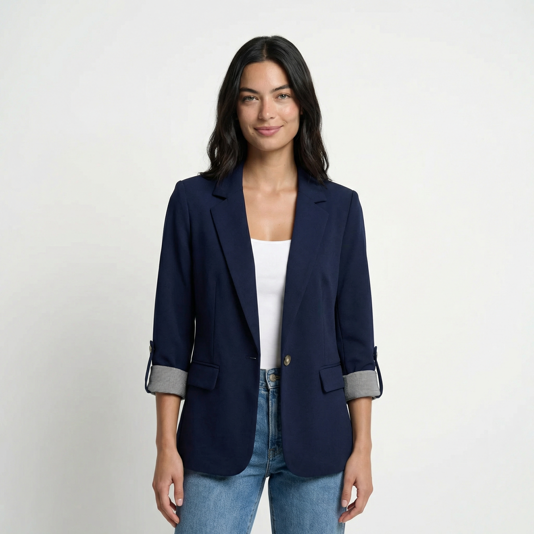Tailored Blazer with Rolled Sleeve Detail