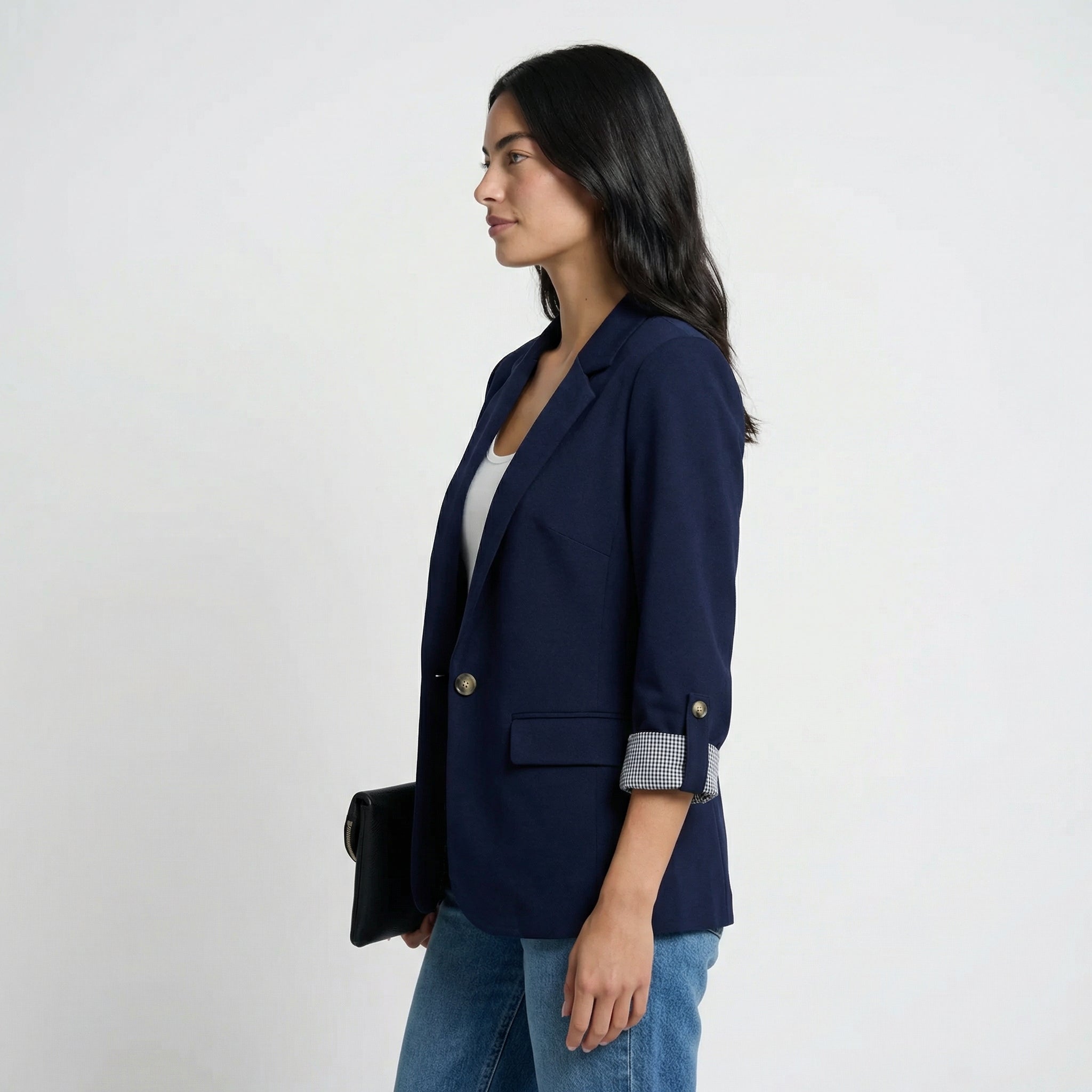 Tailored Blazer with Rolled Sleeve Detail