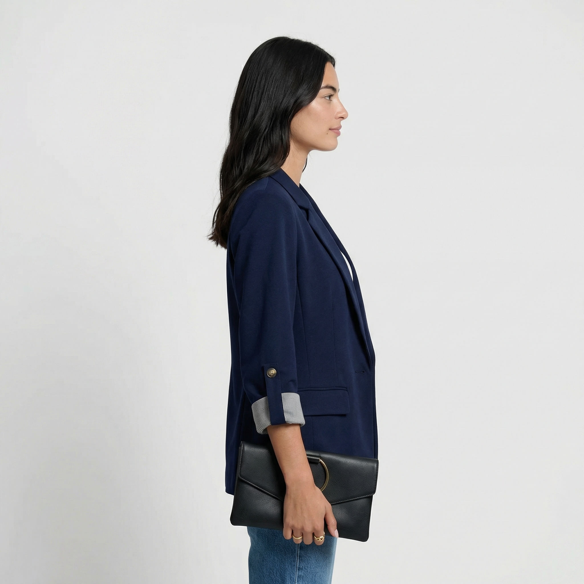 Tailored Blazer with Rolled Sleeve Detail