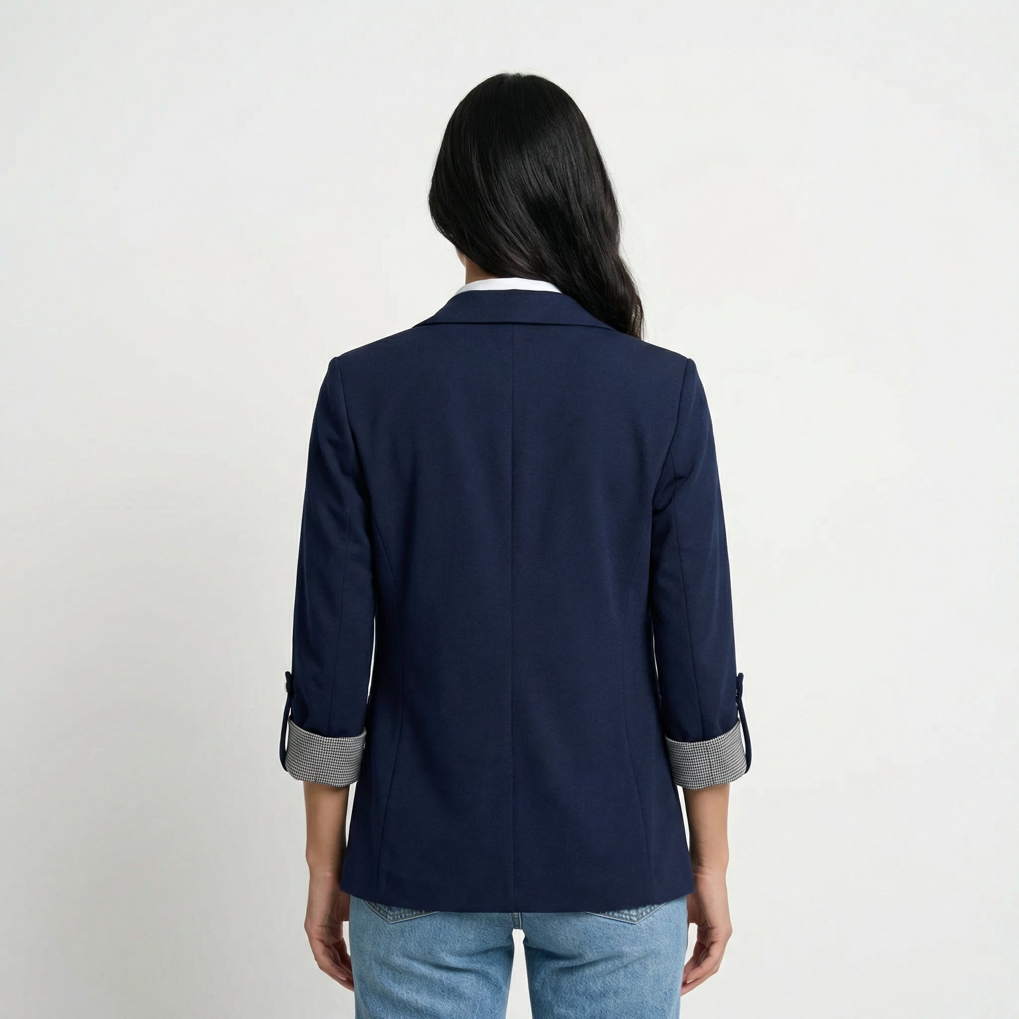 Tailored Blazer with Rolled Sleeve Detail