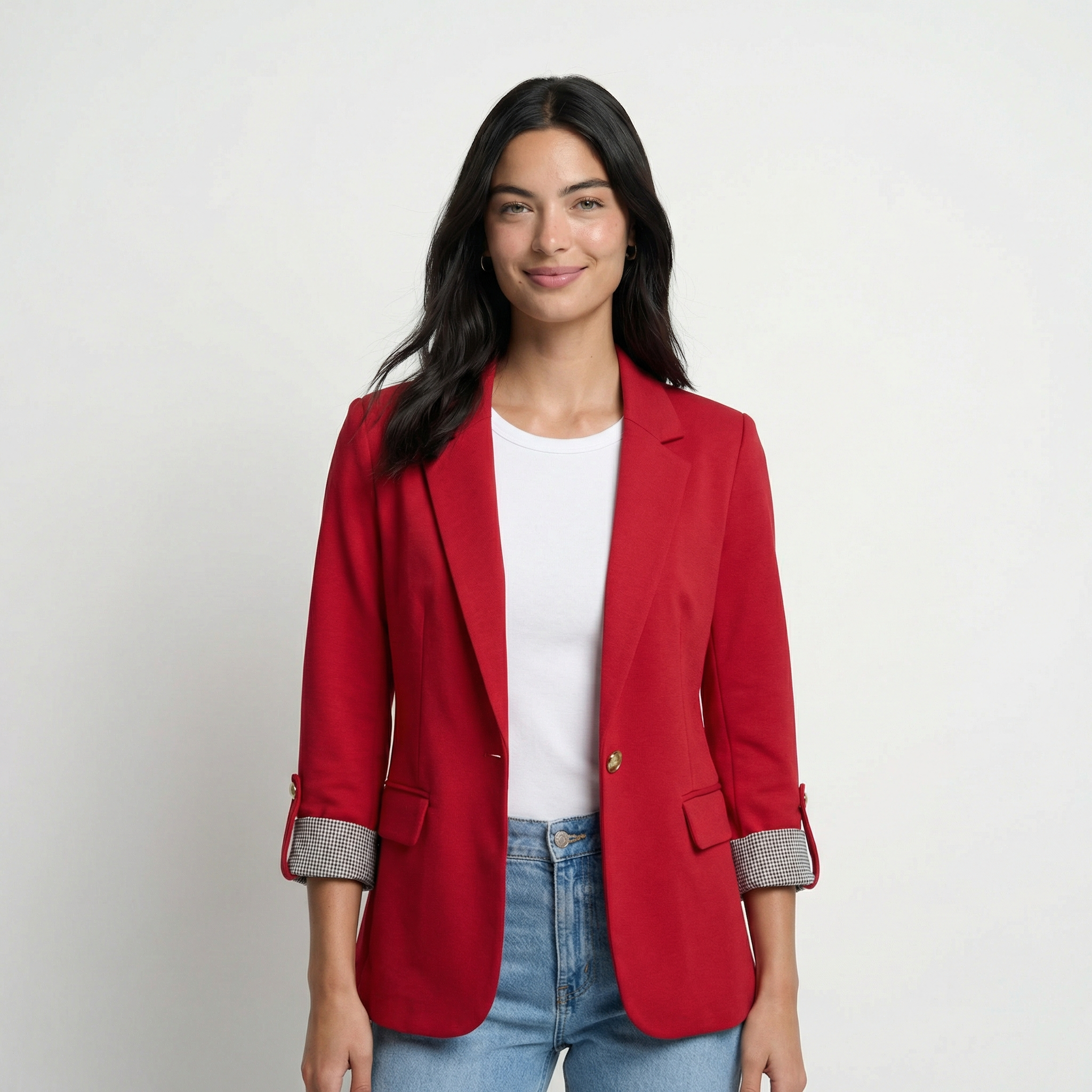 Tailored Blazer with Rolled Sleeve Detail
