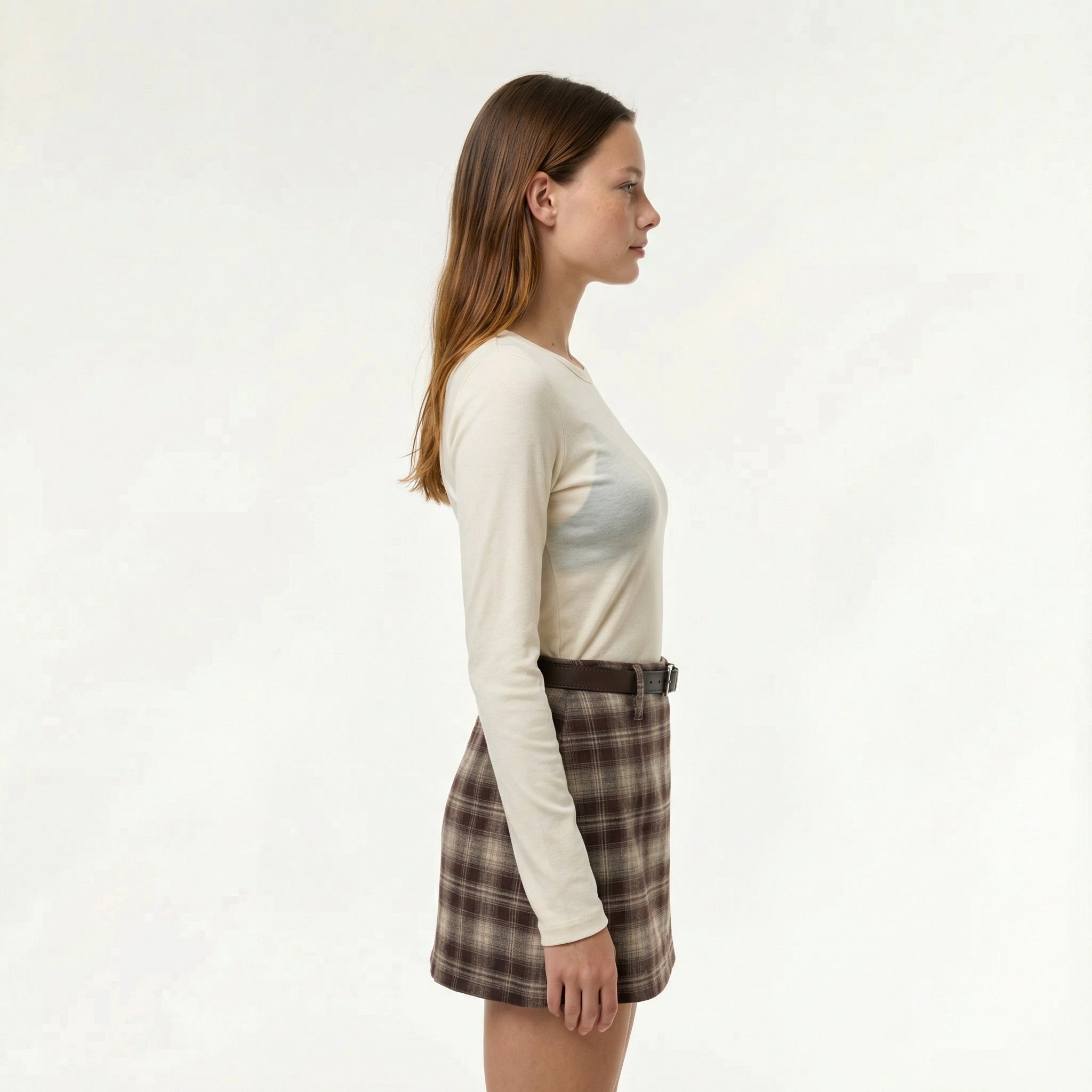 Elowen / Womenâs Plaid Mini Skirt with Belted Waist