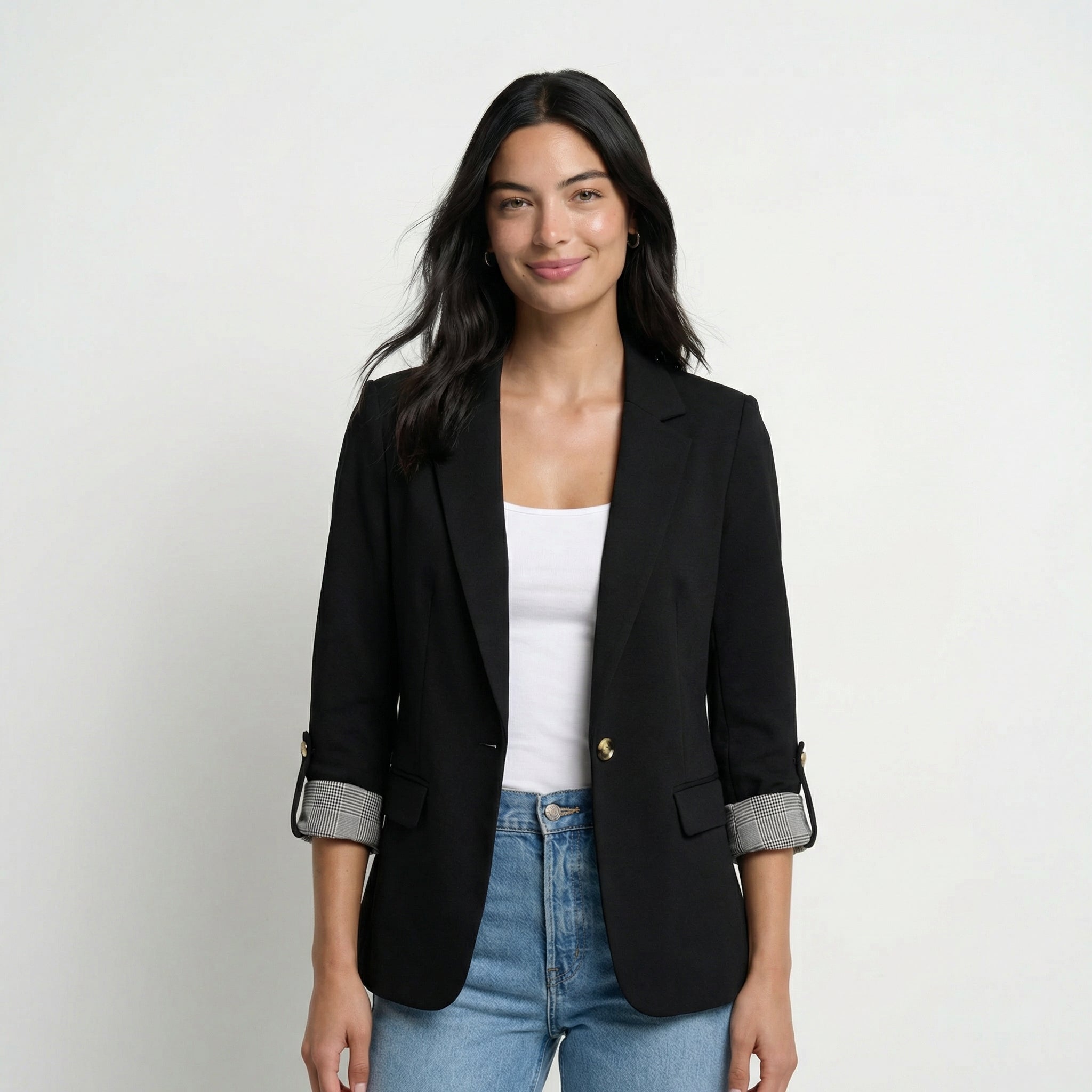 Tailored Blazer with Rolled Sleeve Detail