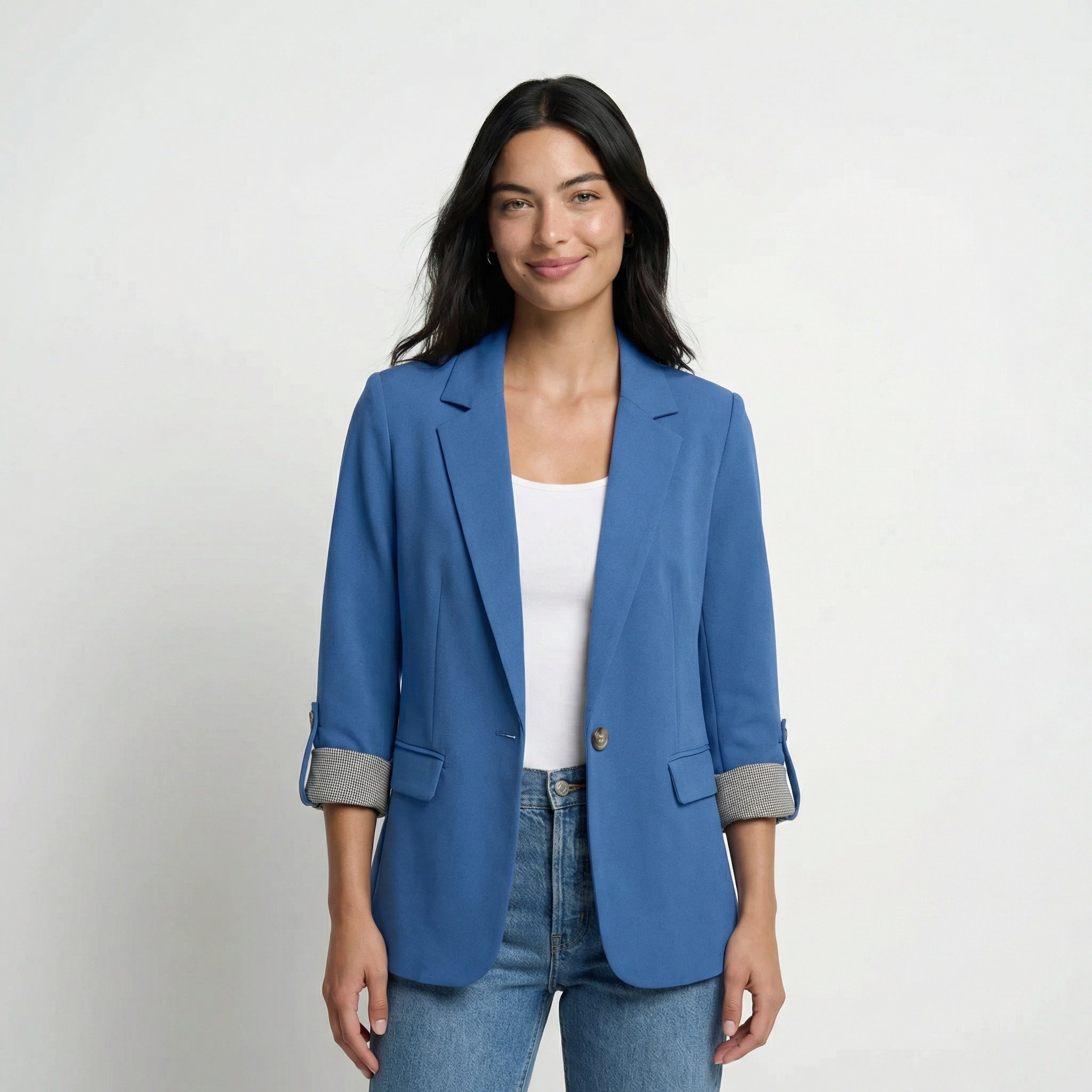 Tailored Blazer with Rolled Sleeve Detail