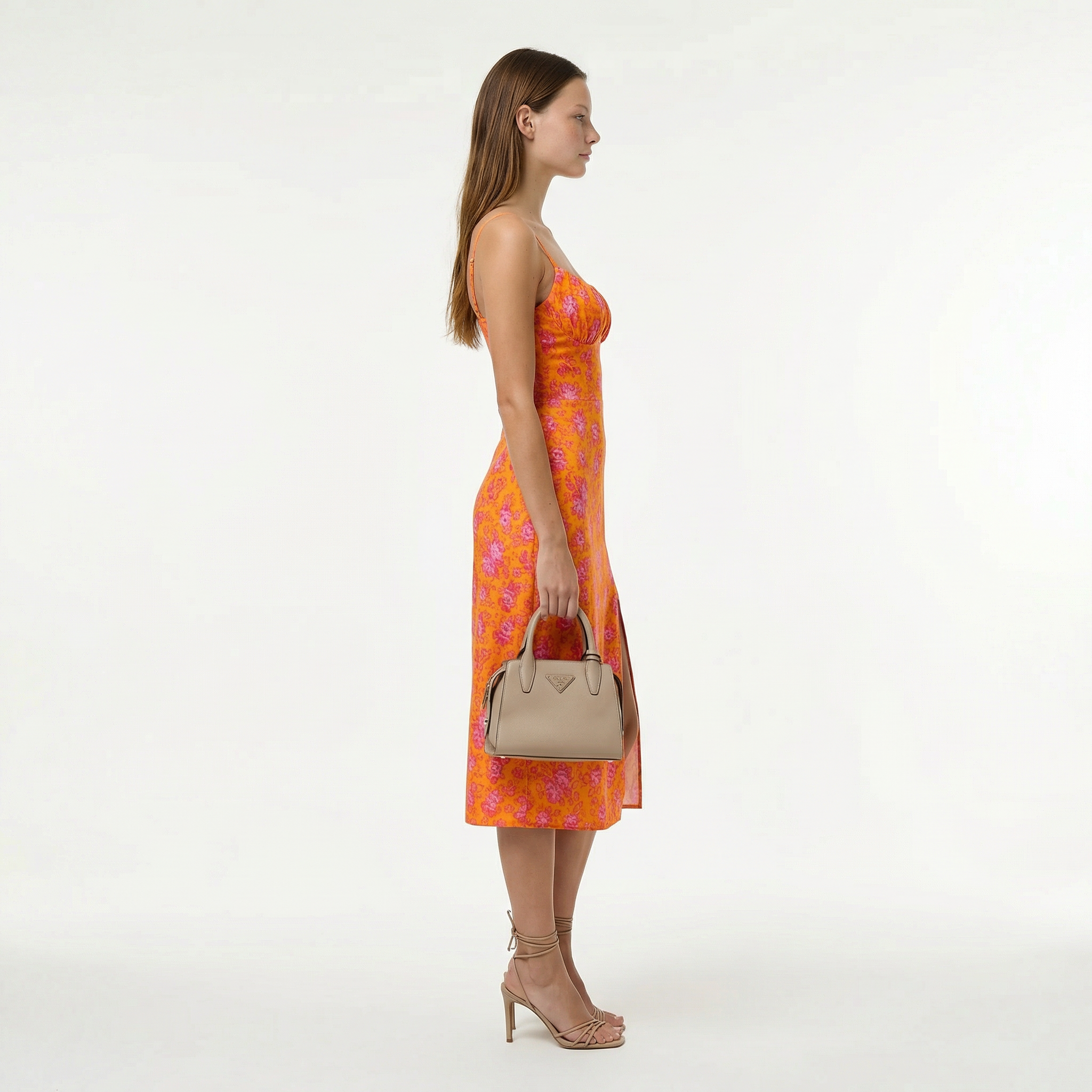 Soraya / Womenâs Floral Print Midi Dress with Front Slit