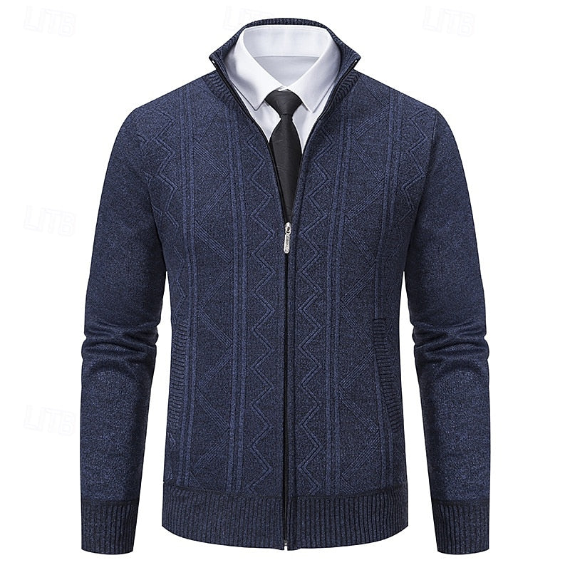 Lucian | Men's Textured Stand-Collar Zip Cardigan