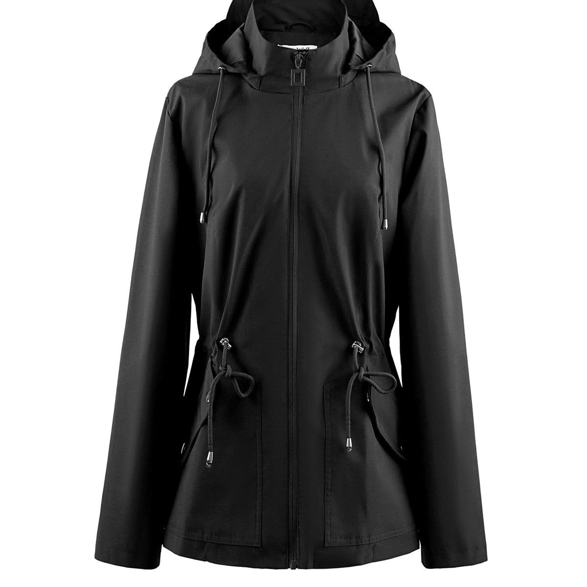 Women's Hooded Zip-Up Jacket with Drawstring Waist