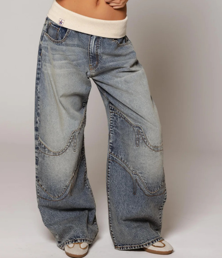 Amelia | Women's Wide-Leg Ribbed Waistband Jeans
