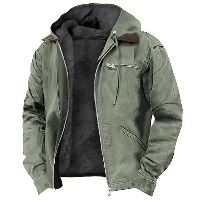 Quentin | Men's Hooded Lined Winter Jacket with Zip Pockets source image 3
