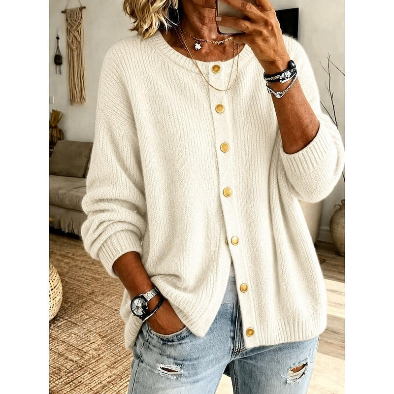 Claudette | Women's Button-Front Crew-Neck Cardigan