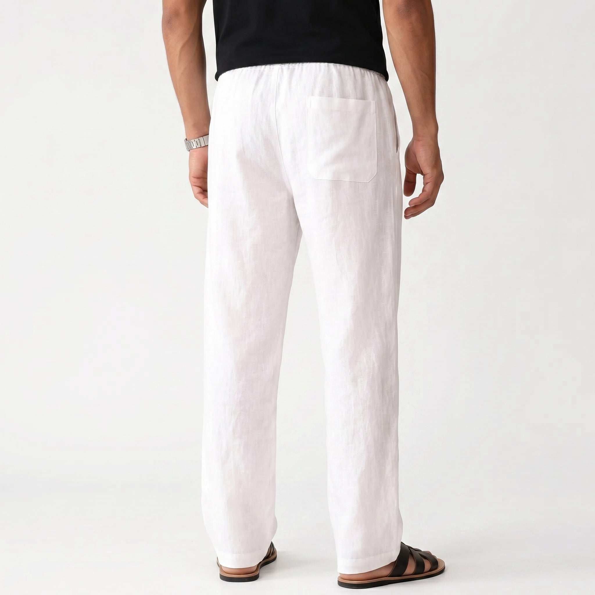 Men's Linen Trousers Elastic Waist Breathable