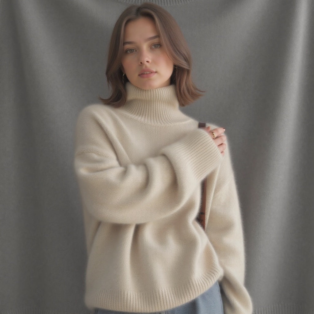 Cashmere Turtleneck Sweater with Oversized Fit