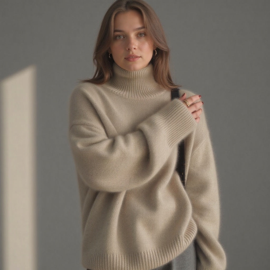Cashmere Turtleneck Sweater with Oversized Fit